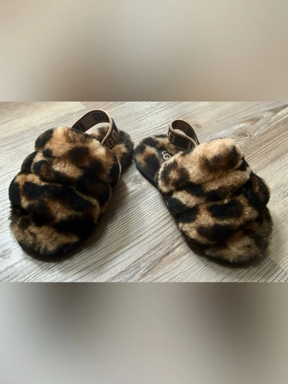 Toddler sz 8 UGG Fluff Yeah Leopard/Panther Slide